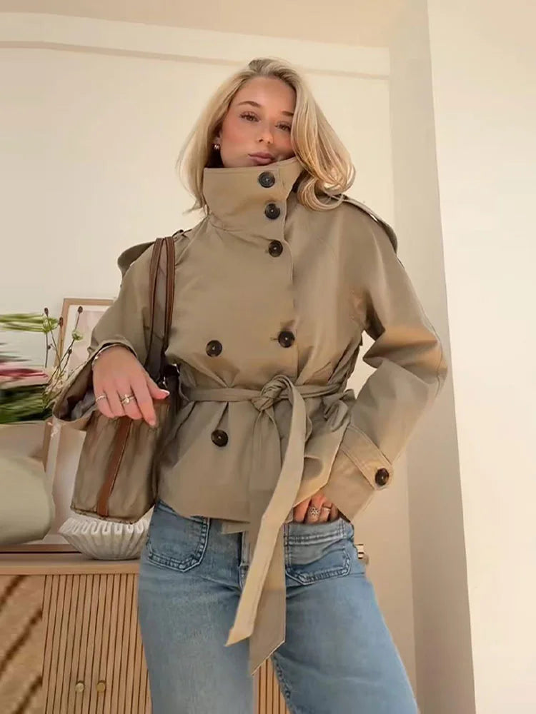 Daphne | Chaqueta Trench Corta con Cintura Ajustable