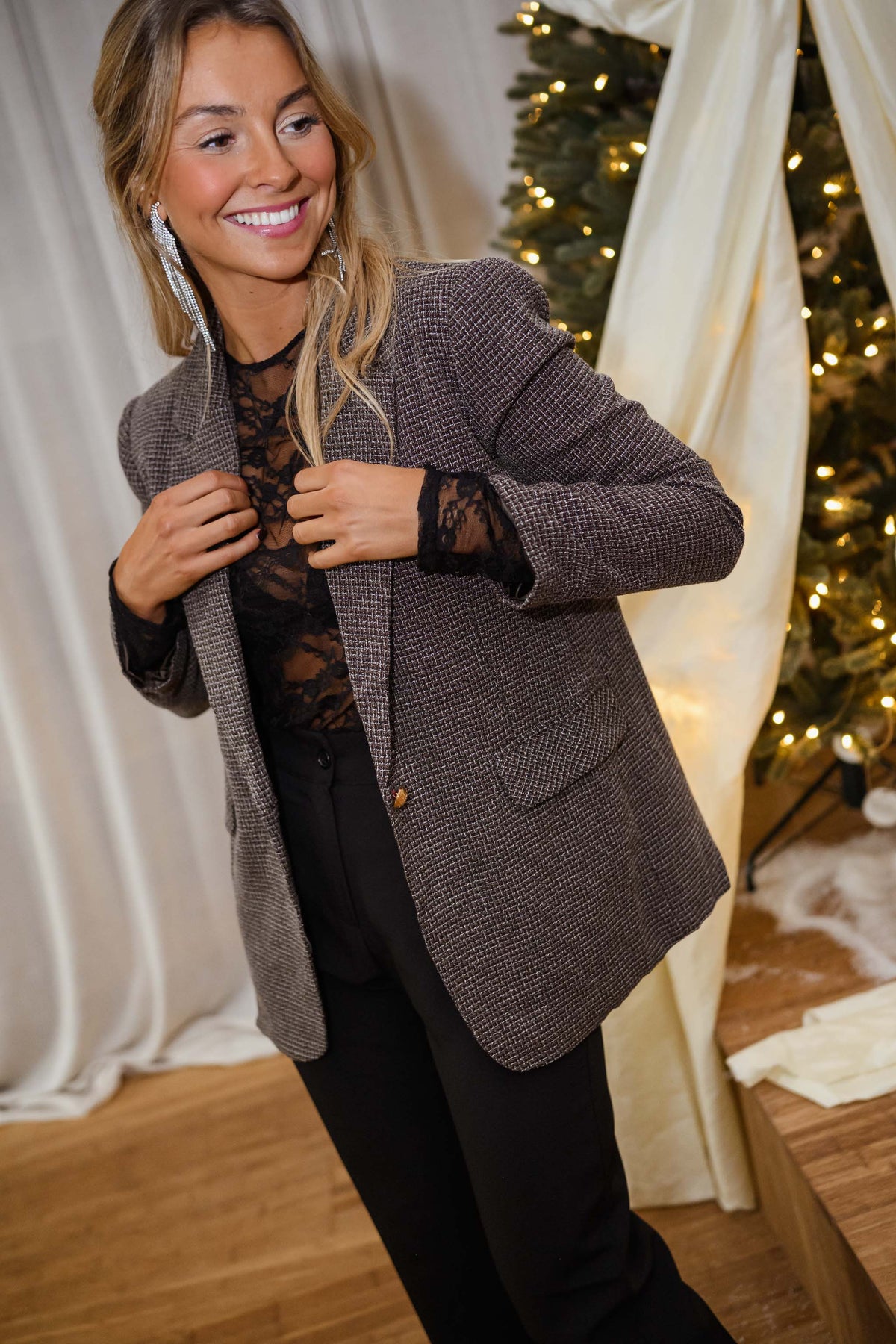 Blazer Eloa - cuadros marrones