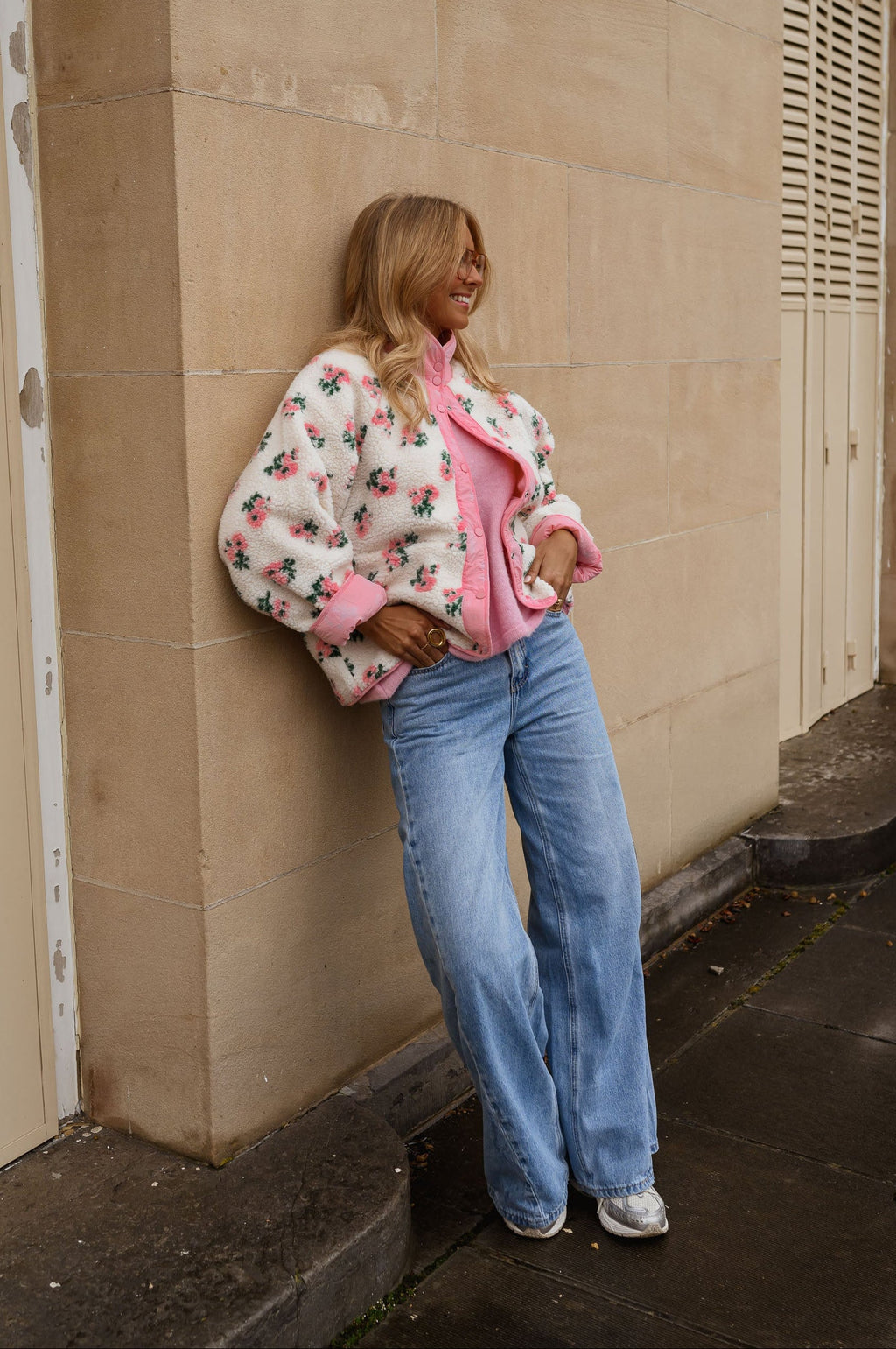 Chaqueta Martina - flores rosa y crudo
