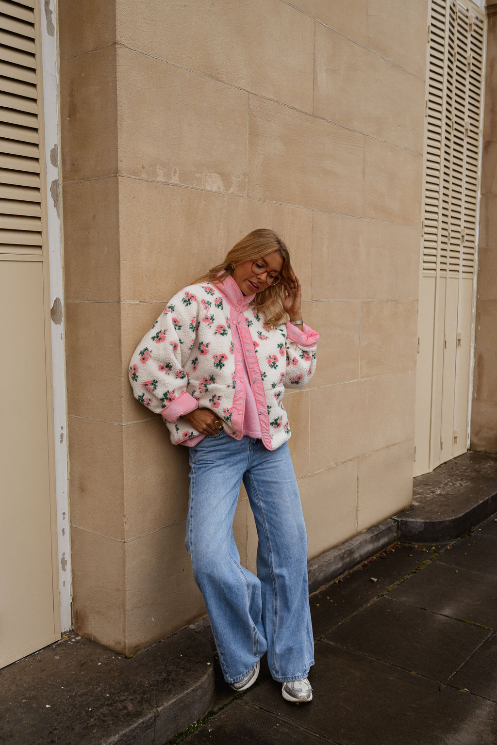 Chaqueta Martina - flores rosa y crudo