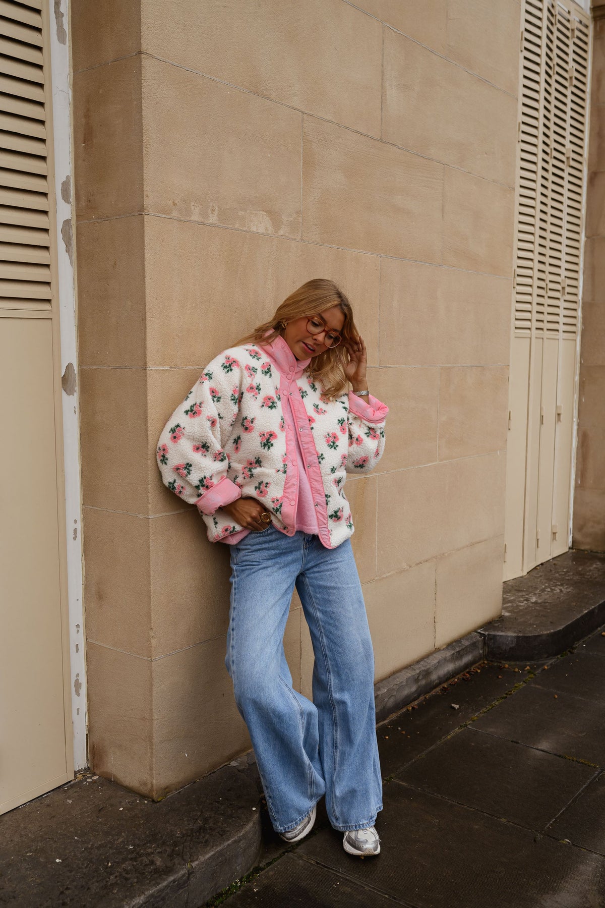 Chaqueta Martina - flores rosa y crudo