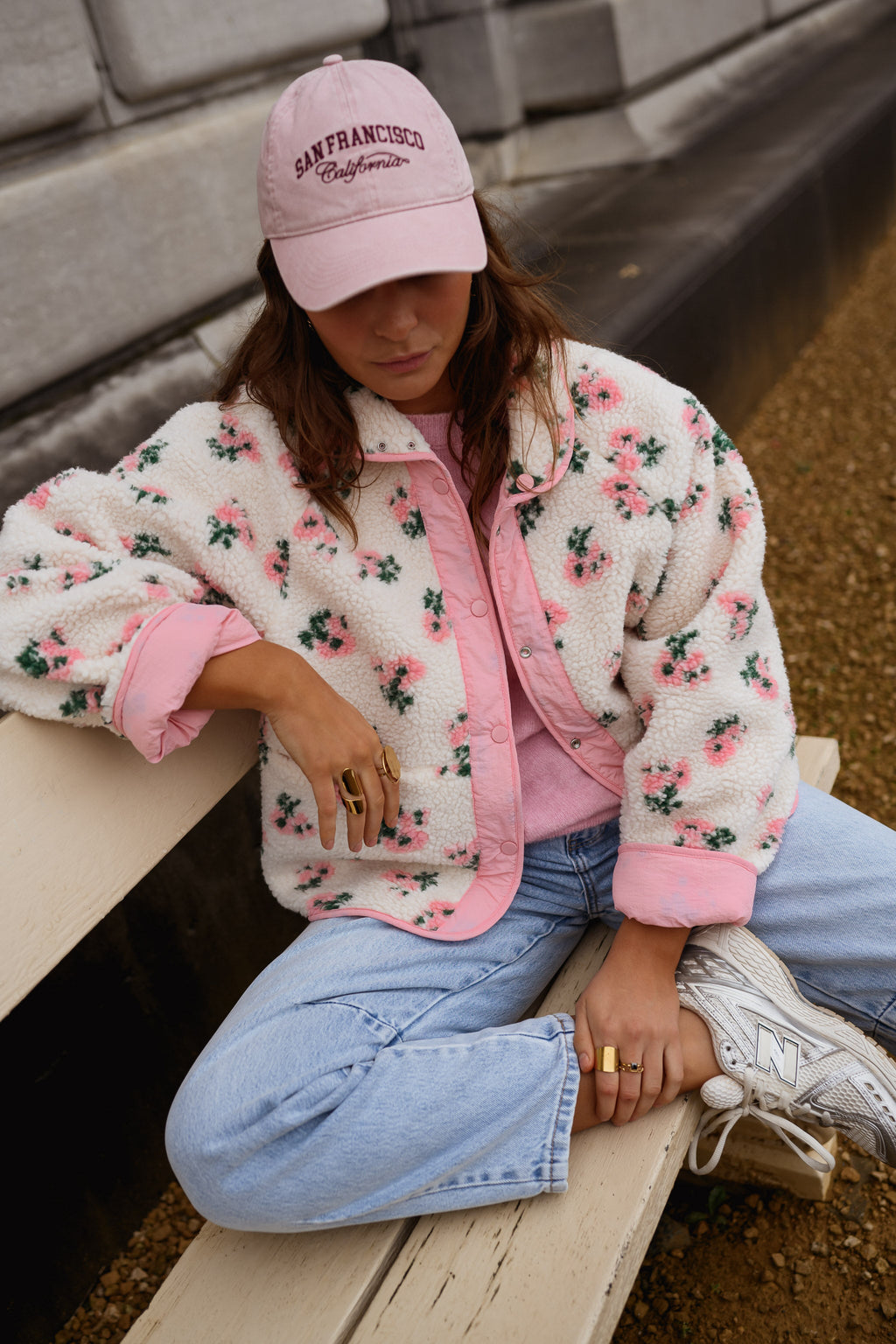 Chaqueta Martina - flores rosa y crudo