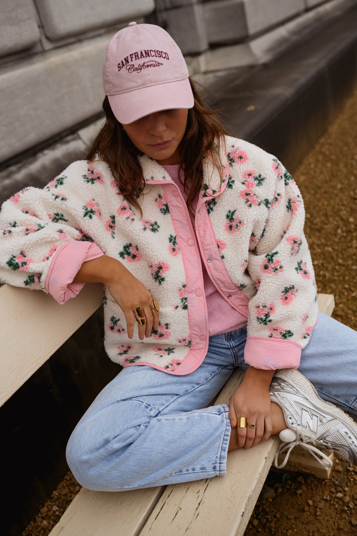 Chaqueta Martina - flores rosa y crudo