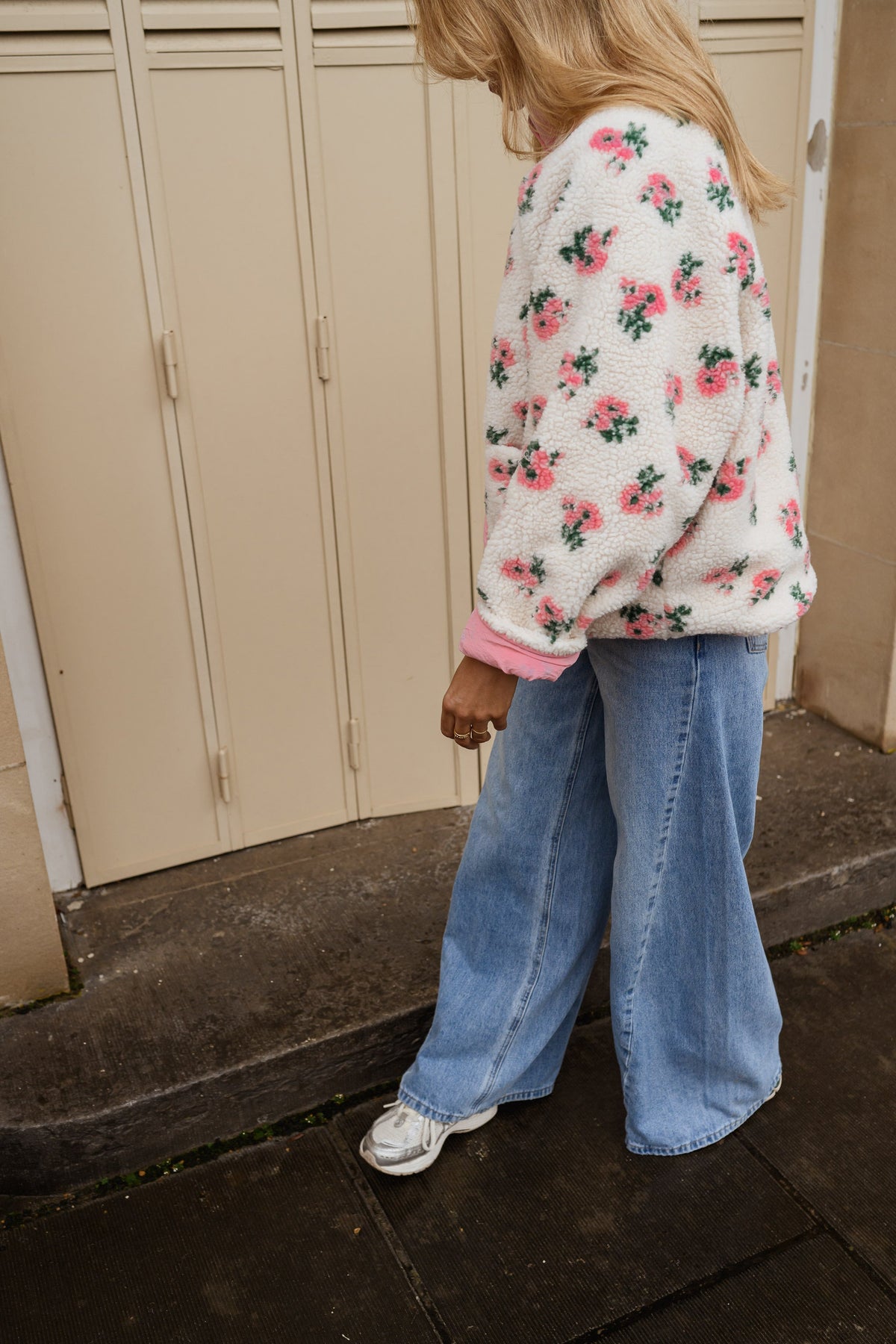 Chaqueta Martina - flores rosa y crudo
