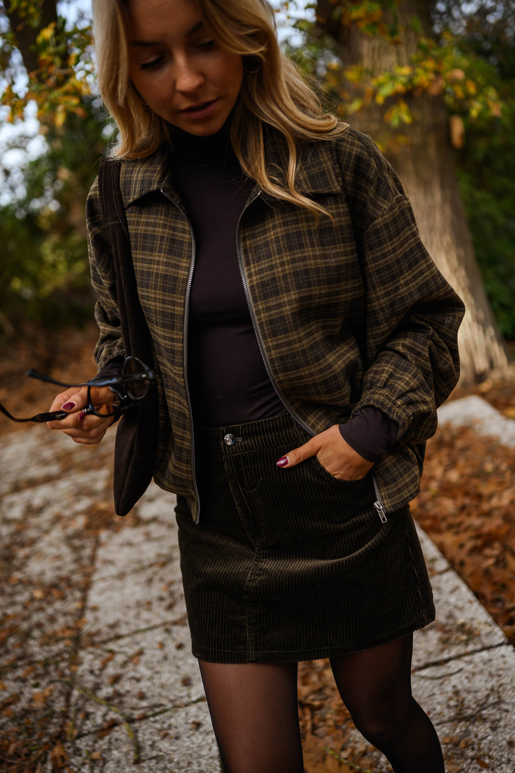 Chaqueta Philipa - cuadros caqui