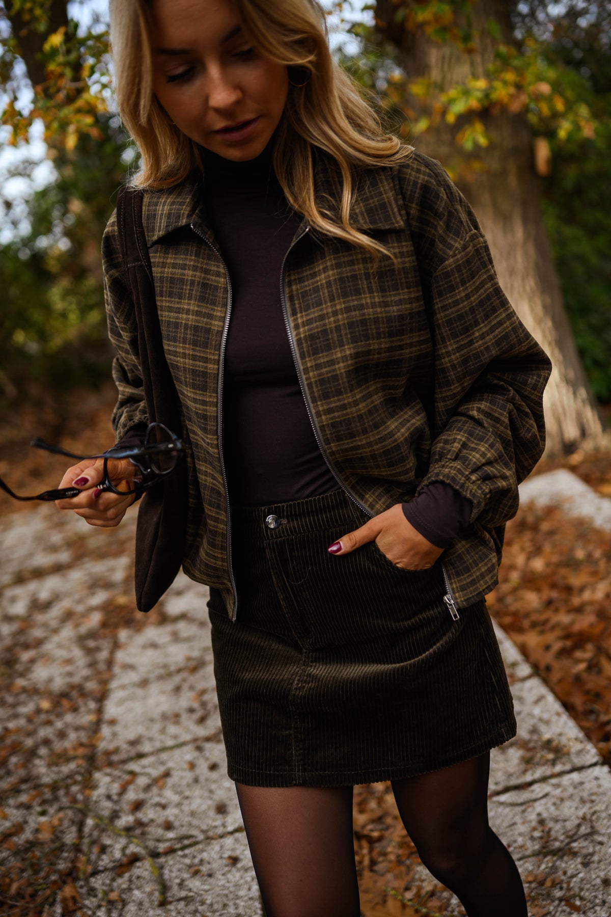Chaqueta Philipa - cuadros caqui