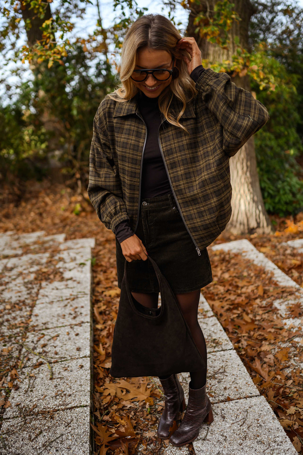 Chaqueta Philipa - cuadros caqui