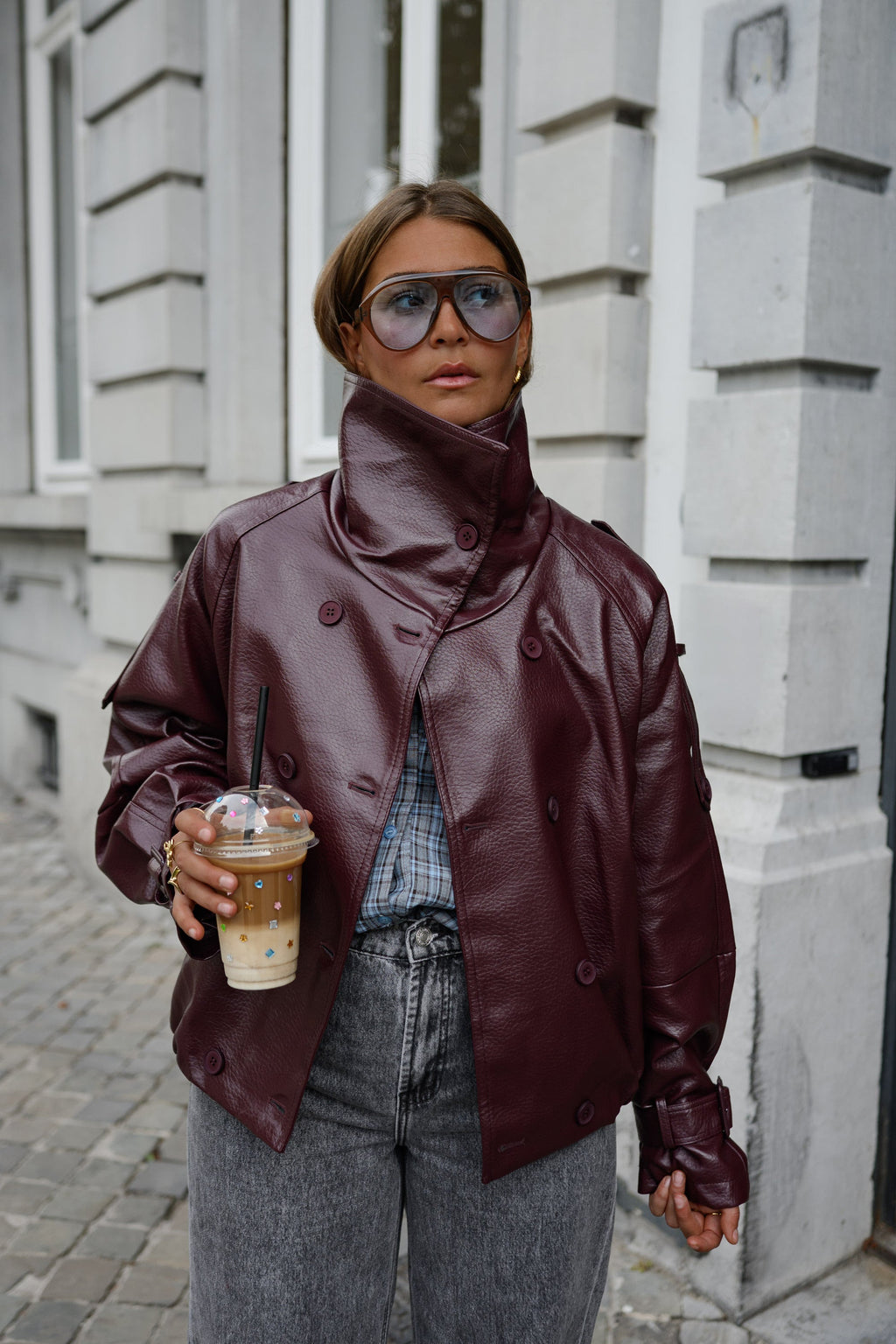 Chaqueta Rhoda - polipiel burdeos