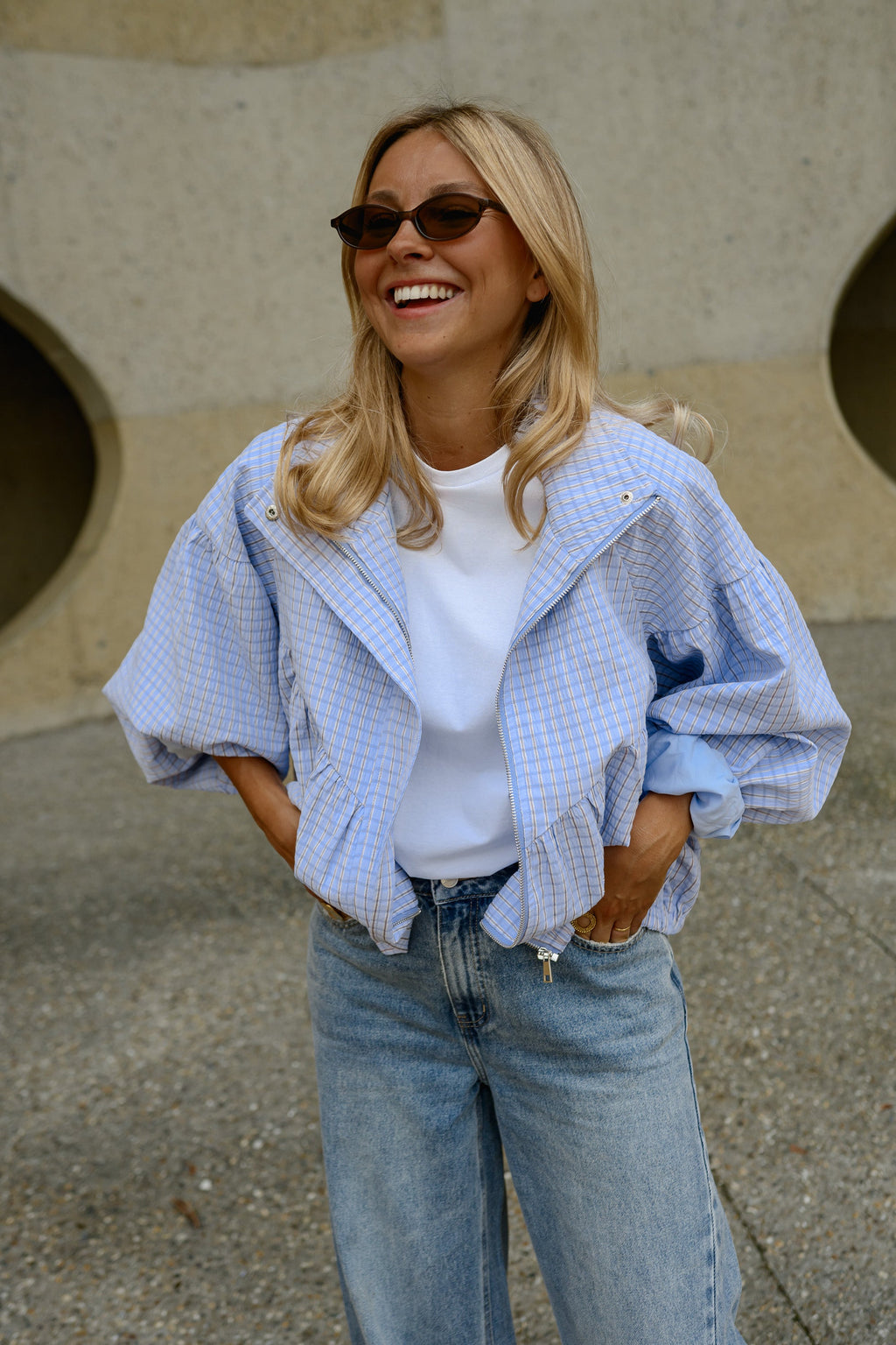 Chaqueta Yann - cuadros malva