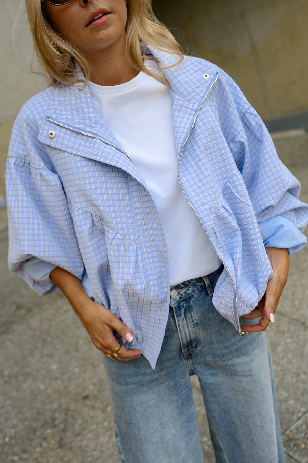 Chaqueta Yann - cuadros malva