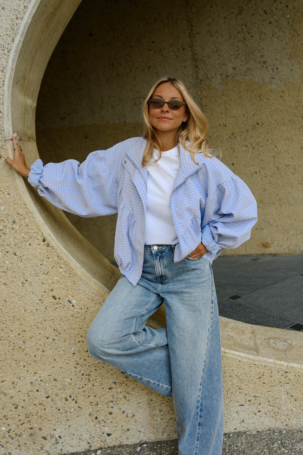 Chaqueta Yann - cuadros malva
