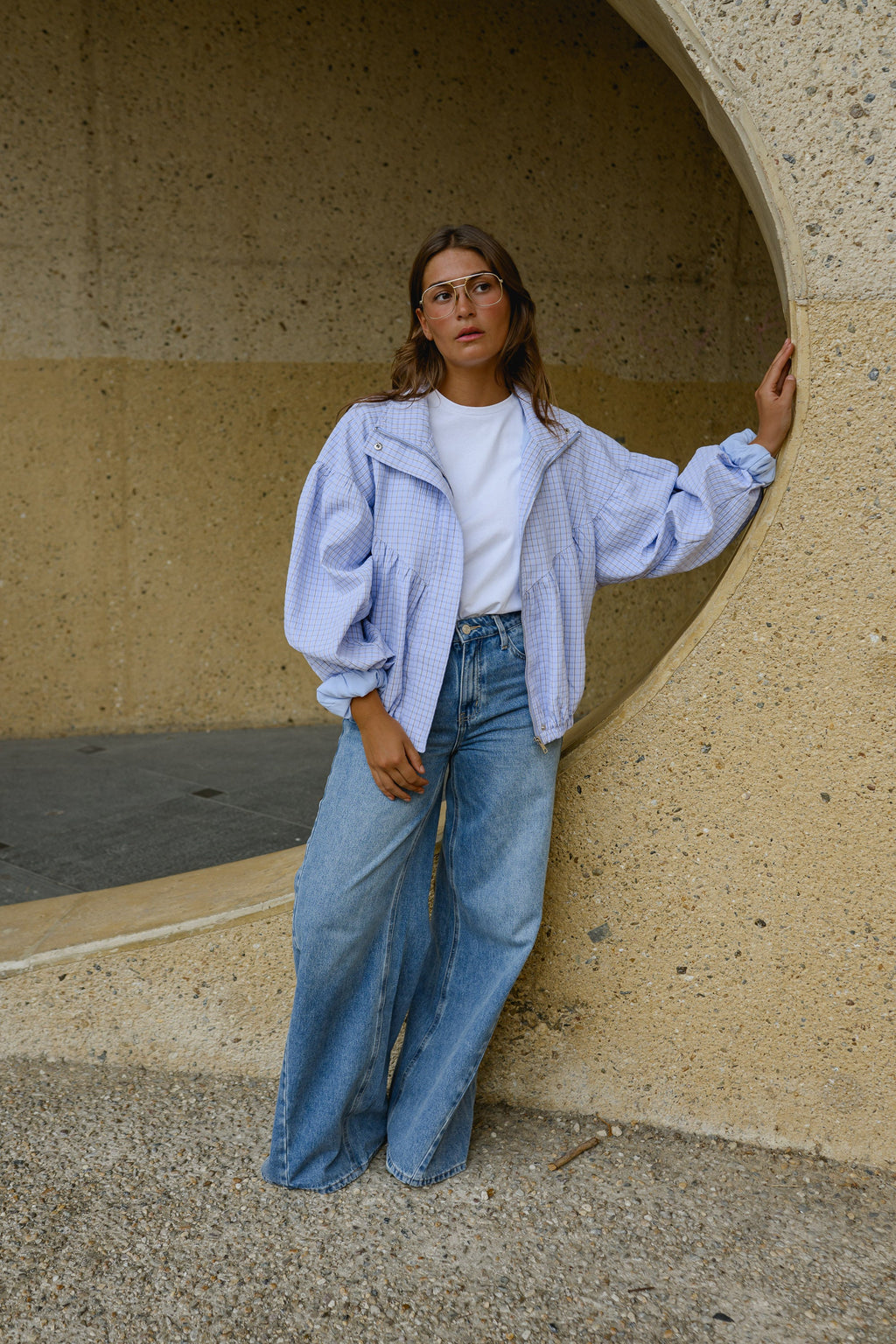 Chaqueta Yann - cuadros malva