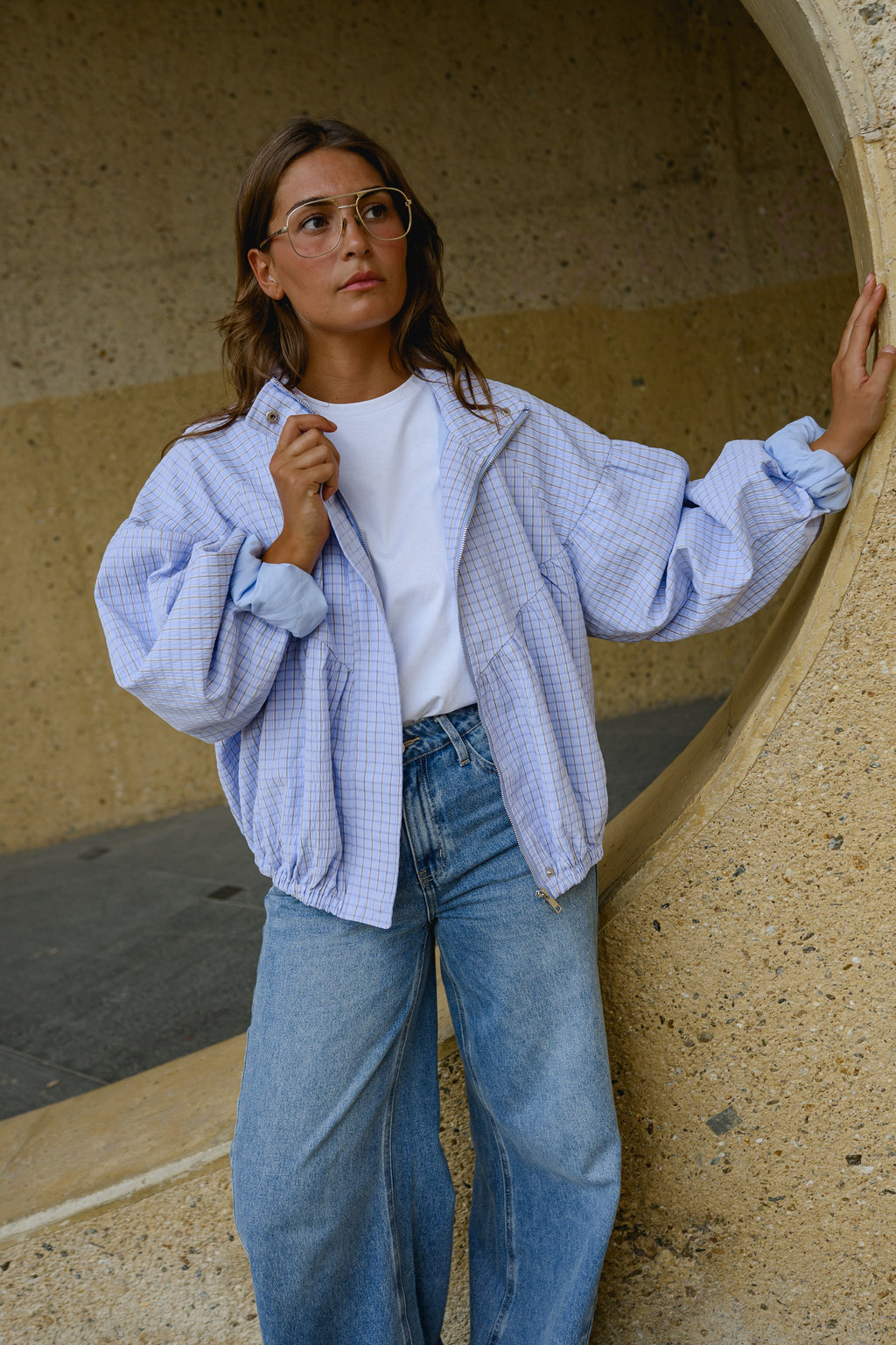 Chaqueta Yann - cuadros malva