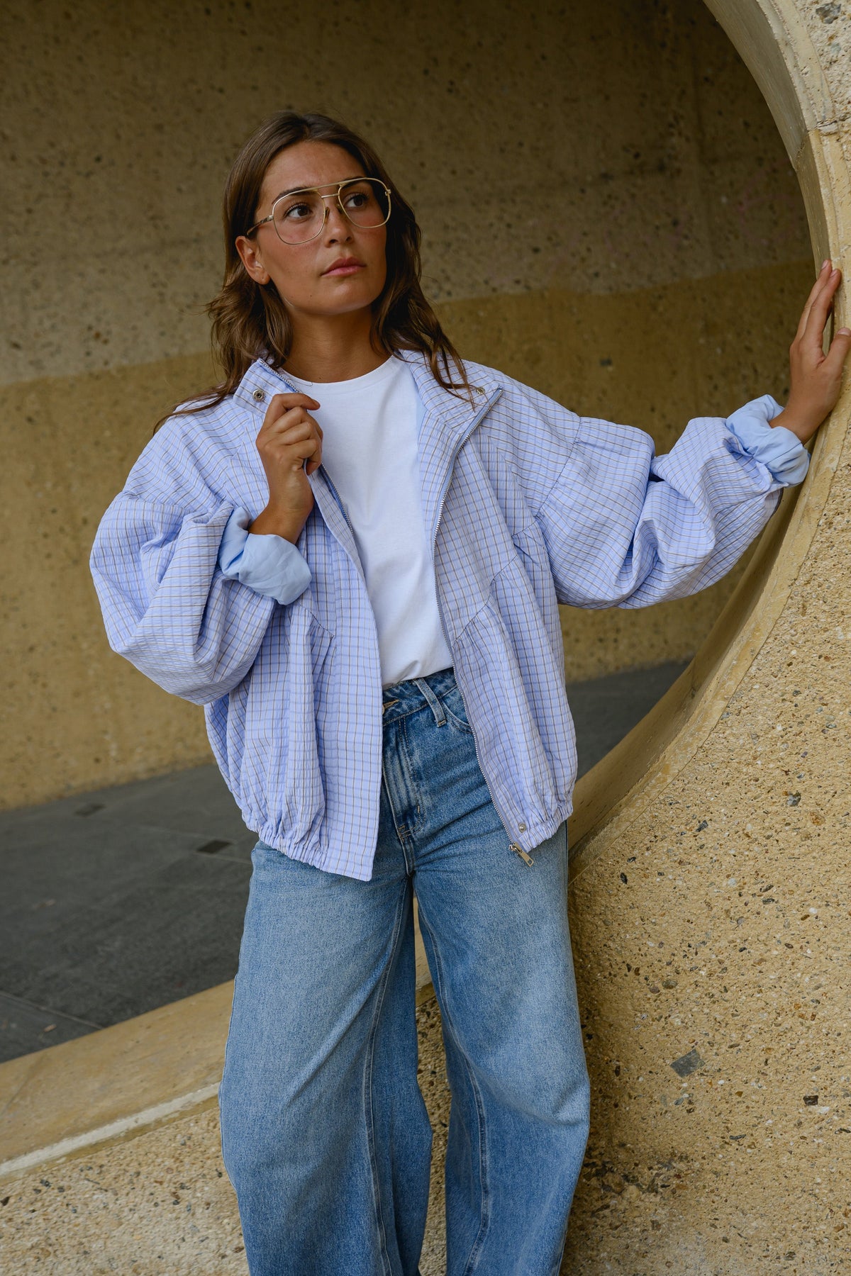 Chaqueta Yann - cuadros malva