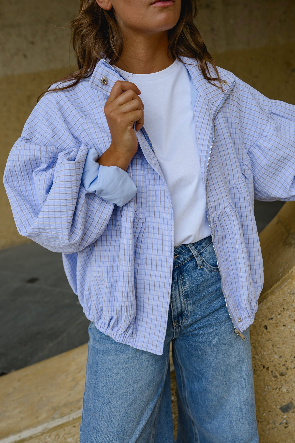 Chaqueta Yann - cuadros malva
