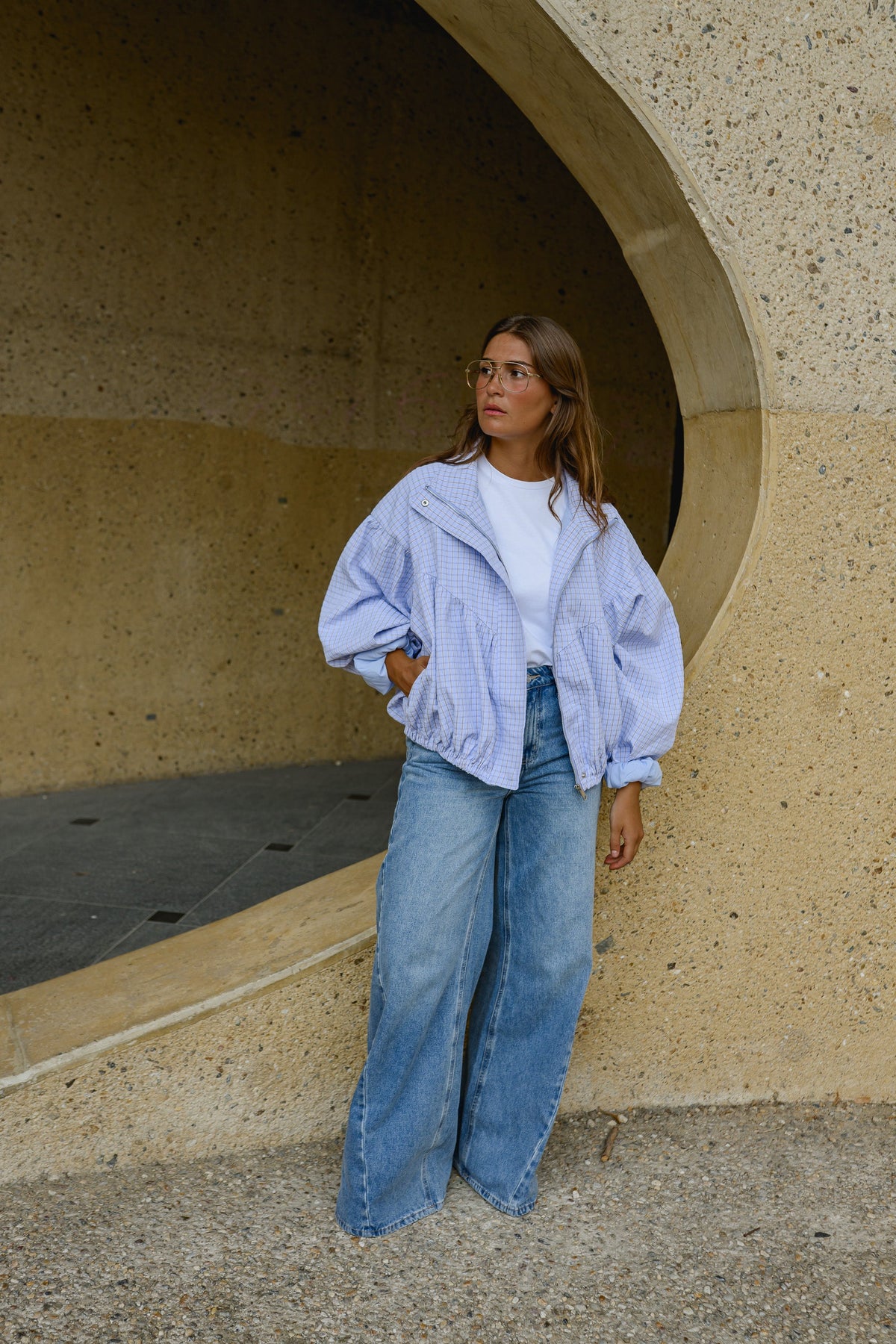 Chaqueta Yann - cuadros malva
