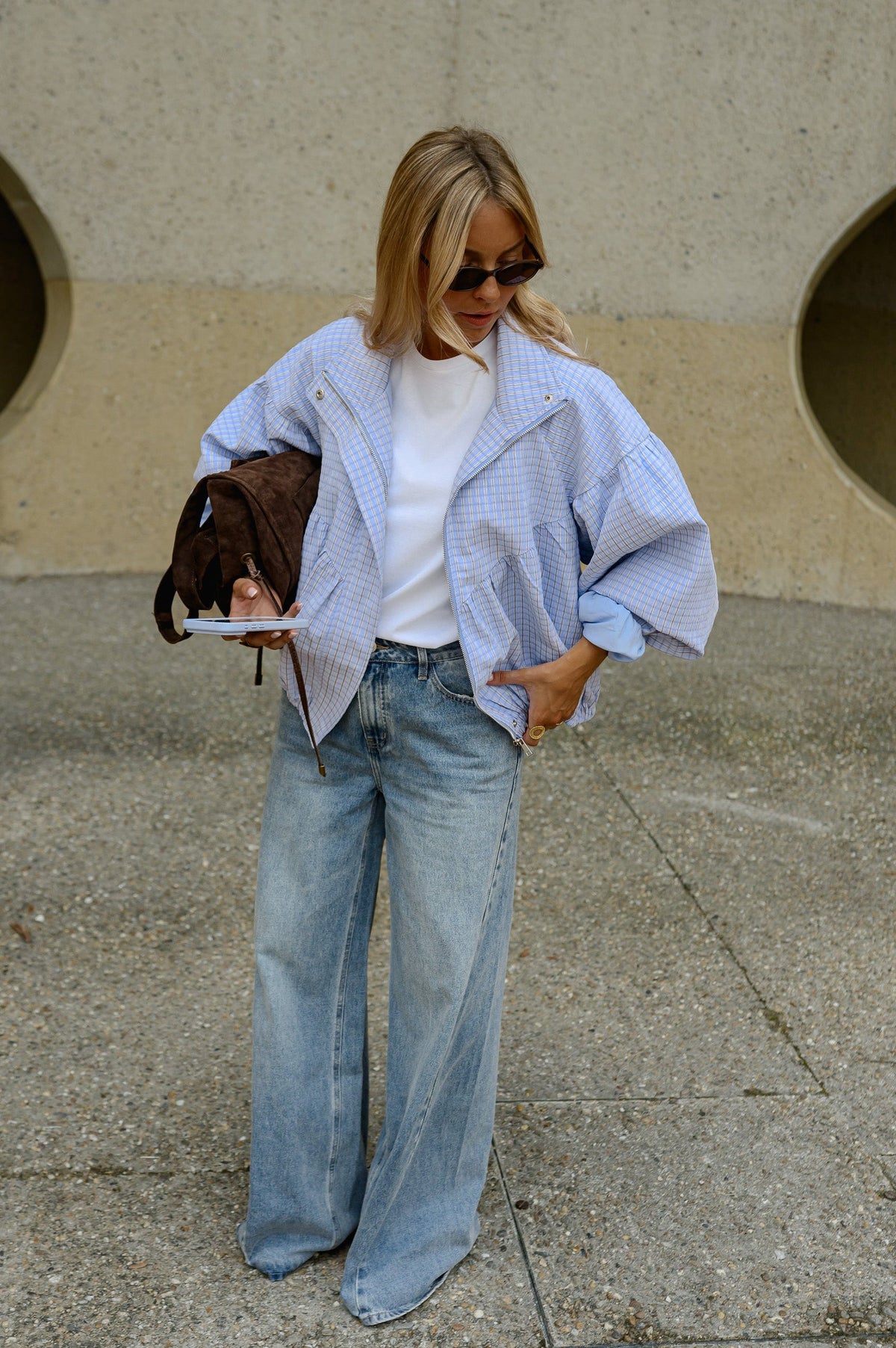 Chaqueta Yann - cuadros malva
