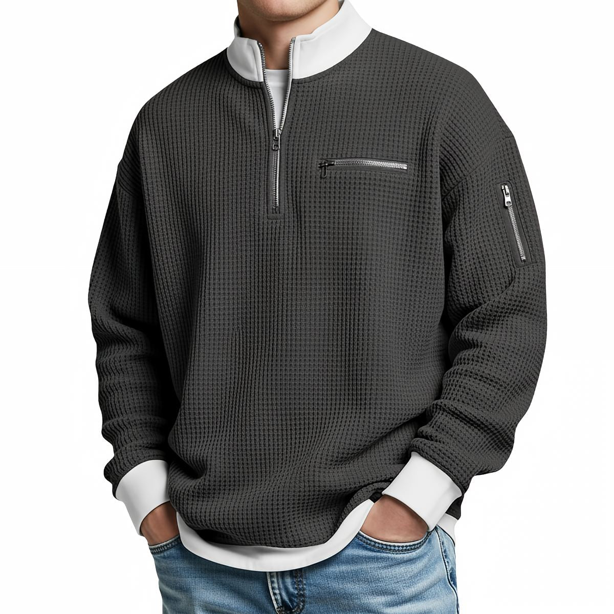 Daniel - Jersey gofre media cremallera