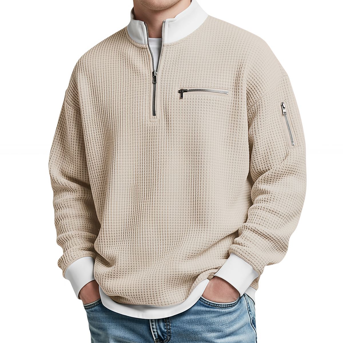 Daniel - Jersey gofre media cremallera