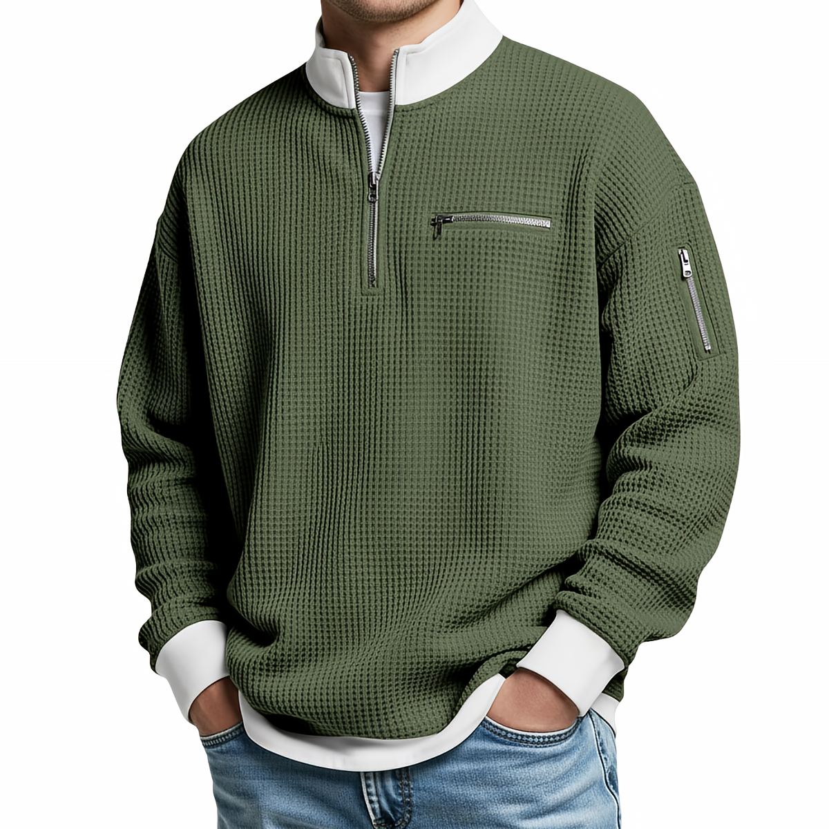 Daniel - Jersey gofre media cremallera