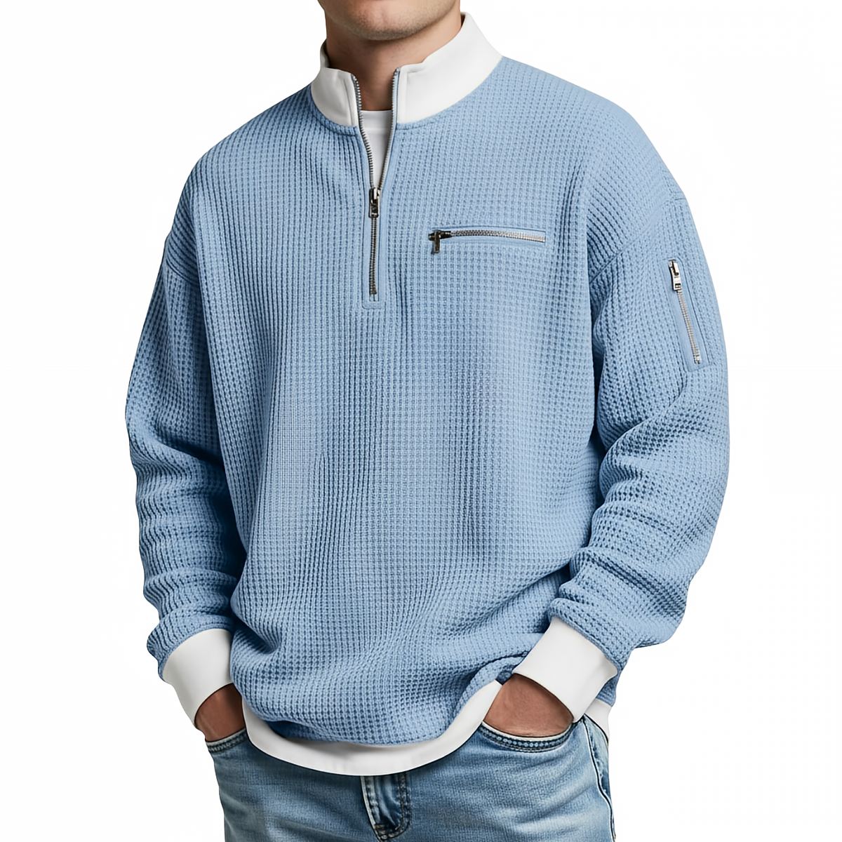 Daniel - Jersey gofre media cremallera