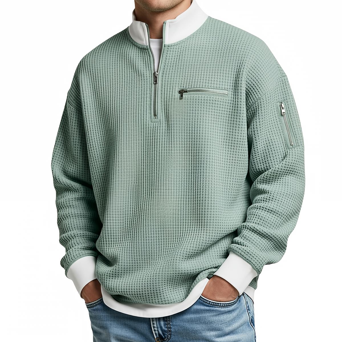 Daniel - Jersey gofre media cremallera