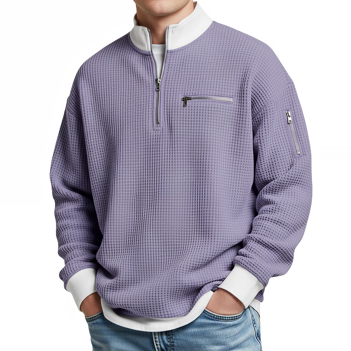 Daniel - Jersey gofre media cremallera