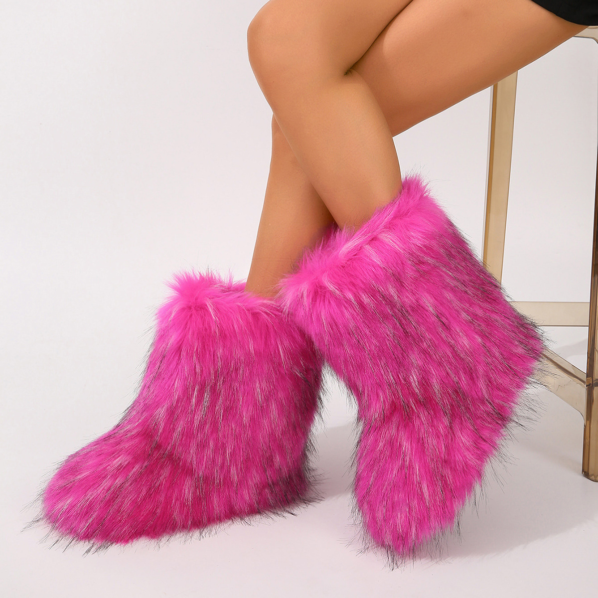 Botas gruesas de felpa degradada hasta media pierna