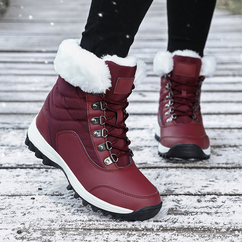 Botas de nieve cálidas con cuello de pelo