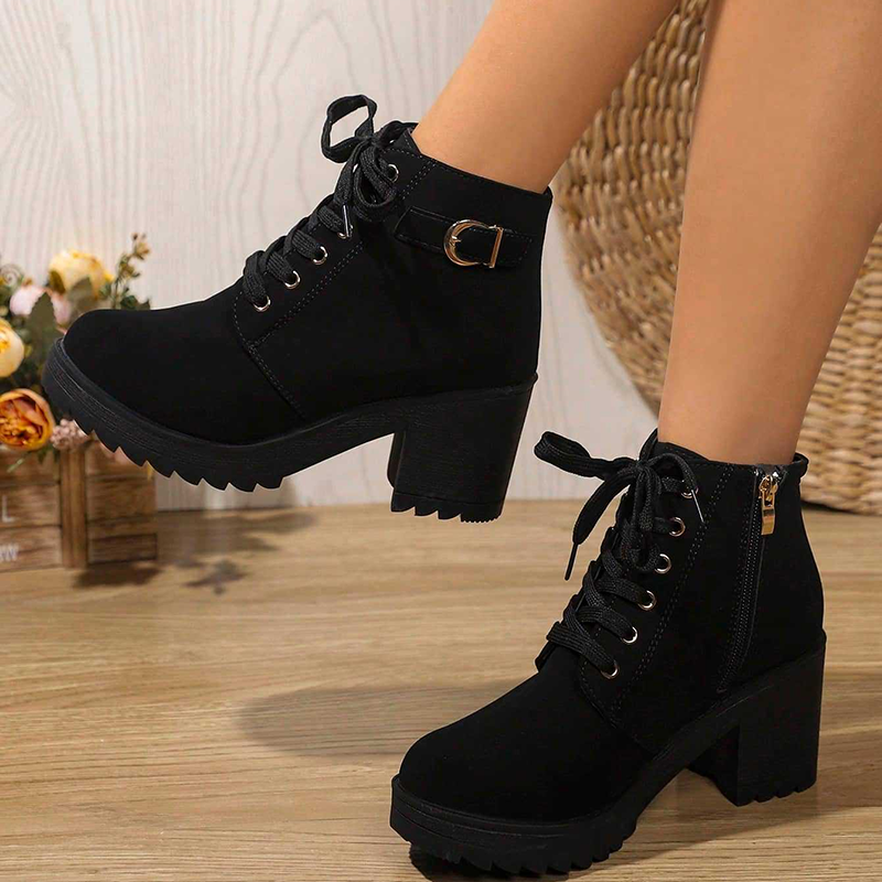 Botines con cordones y tacón ancho (modelo 2)
