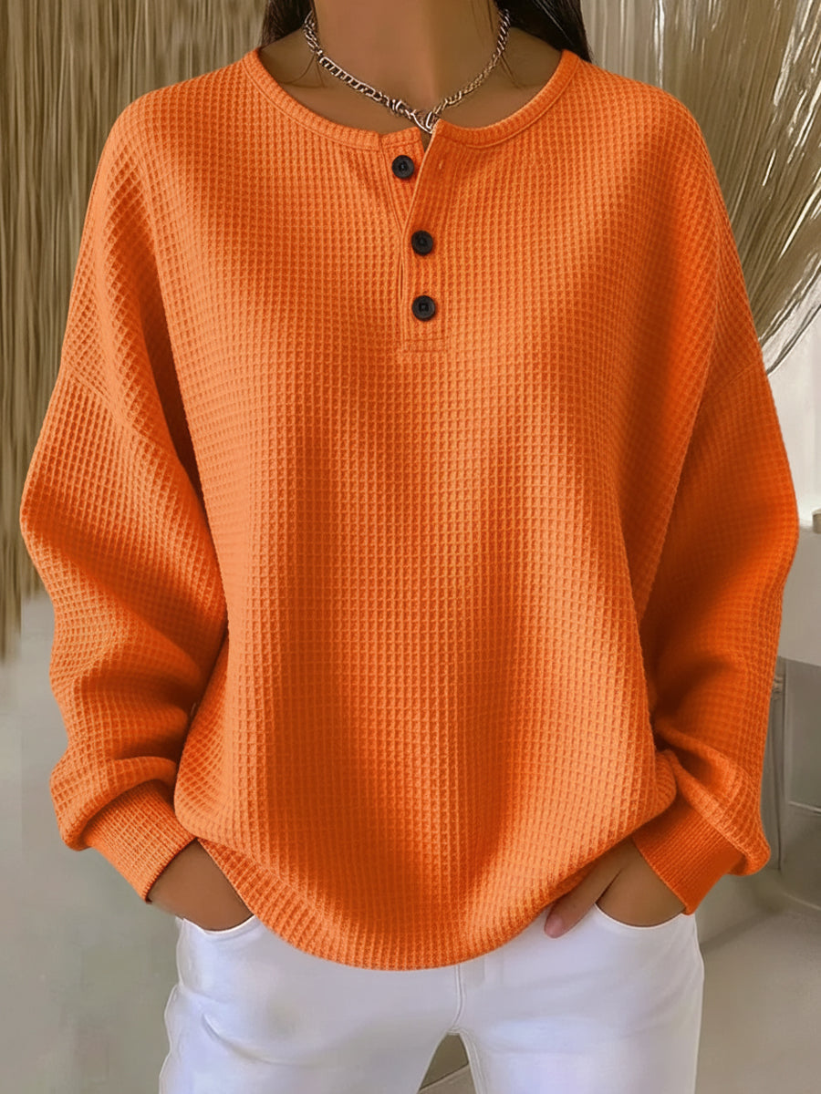 Araceli | Sudadera Henley suave de nido de abeja