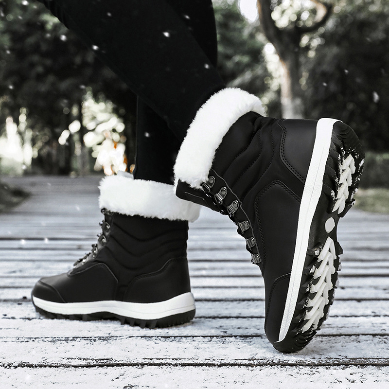 Botas de nieve cálidas con cuello de pelo