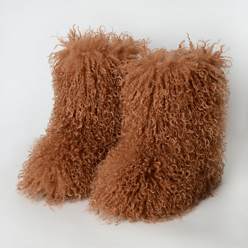 Botas esponjosas de pelo rizado hasta media pierna