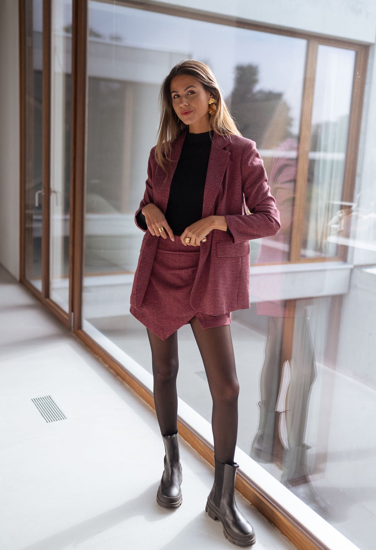 Blazer Eloa - cuadros rojos