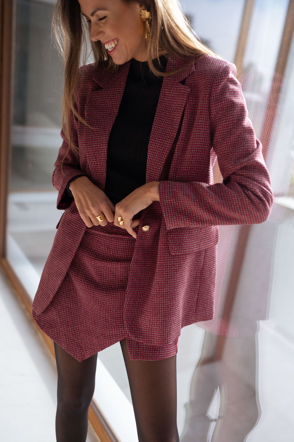 Blazer Eloa - cuadros rojos