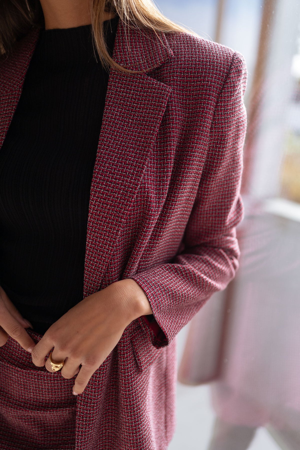 Blazer Eloa - cuadros rojos