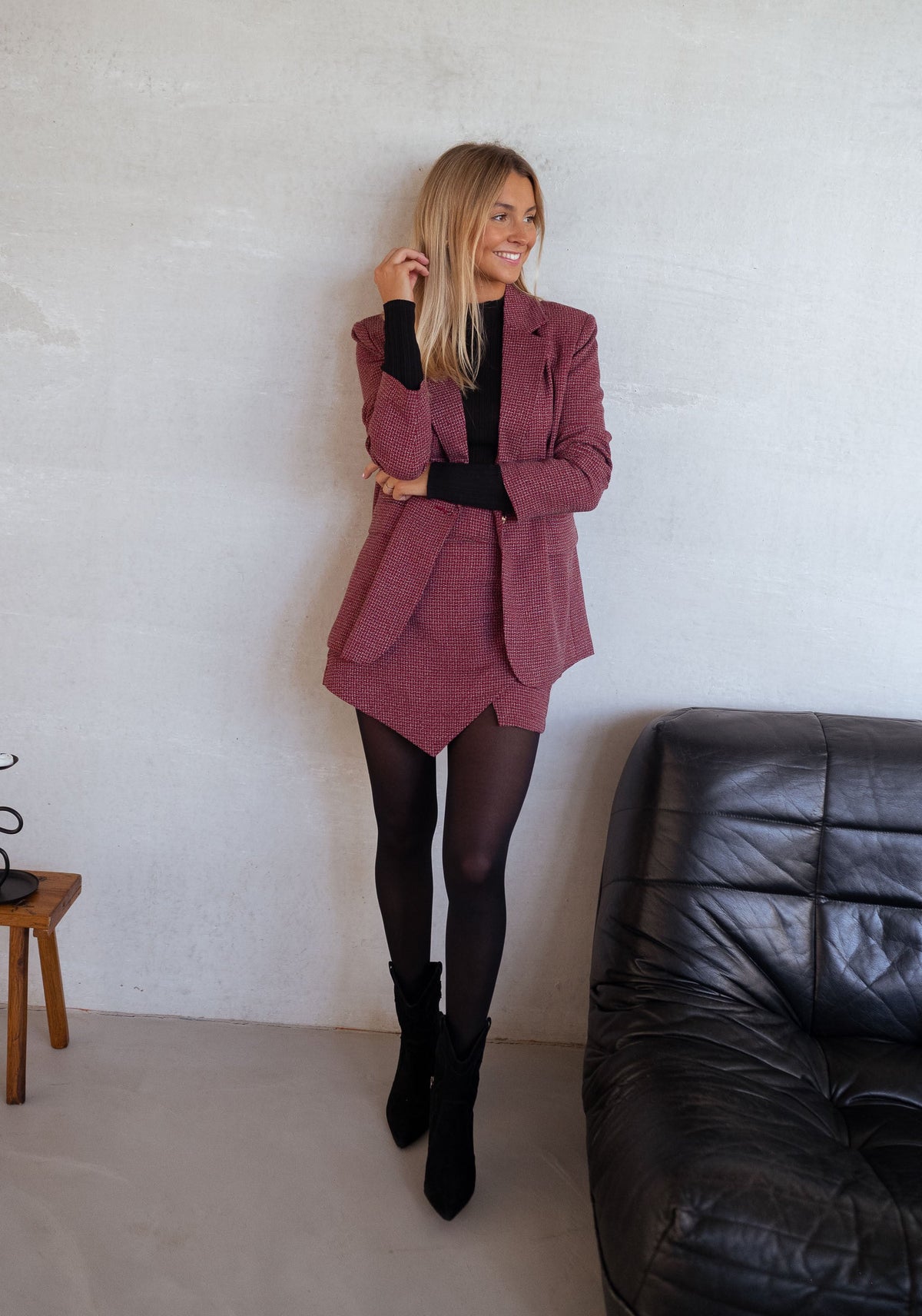 Blazer Eloa - cuadros rojos