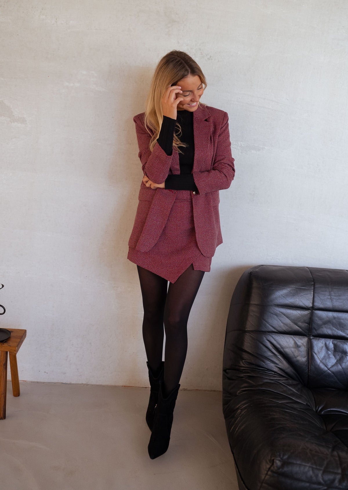 Blazer Eloa - cuadros rojos