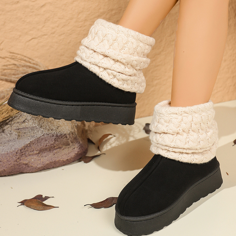 Botas de invierno con plataforma y puño de punto trenzado