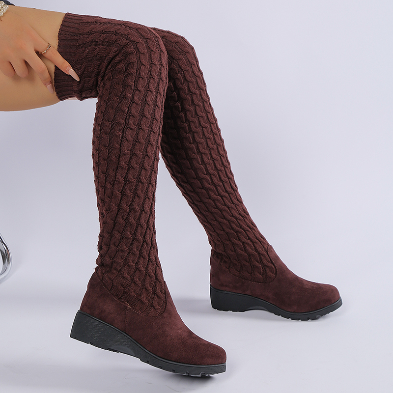 Botas calcetín elásticas de punto por encima de la rodilla