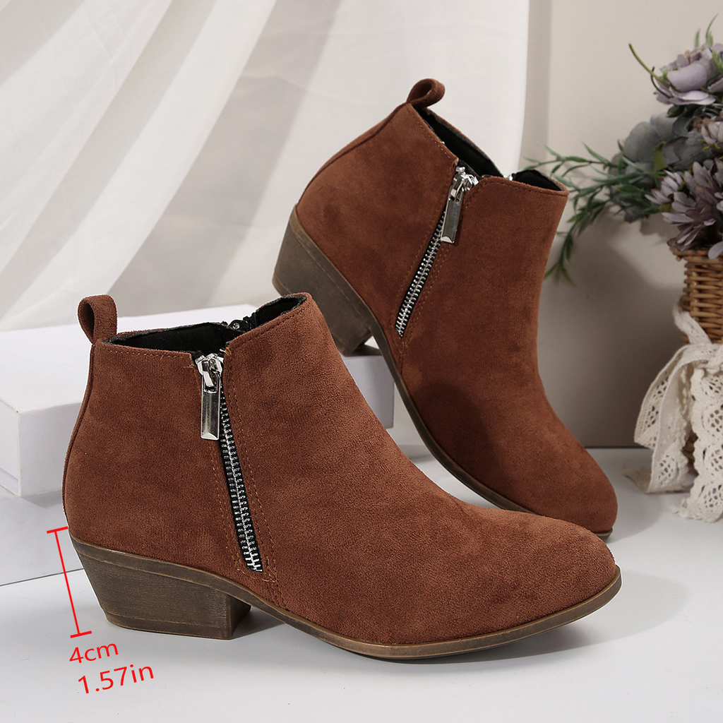 Botines con cremallera lateral y tacón ancho
