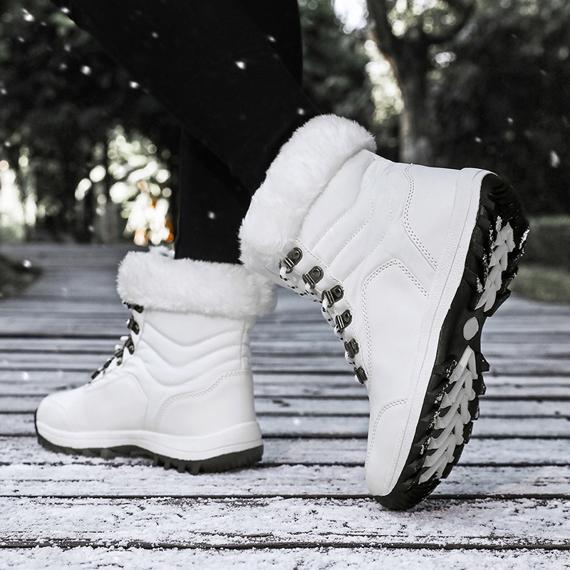 Botas de nieve cálidas con cuello de pelo