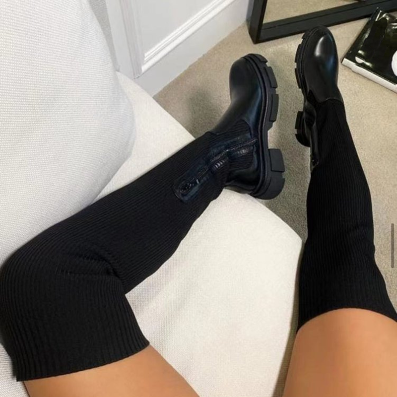 Botas elásticas de punto por encima de la rodilla