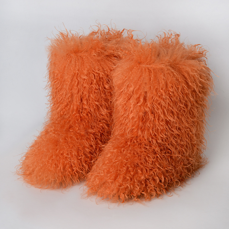 Botas esponjosas de pelo rizado hasta media pierna