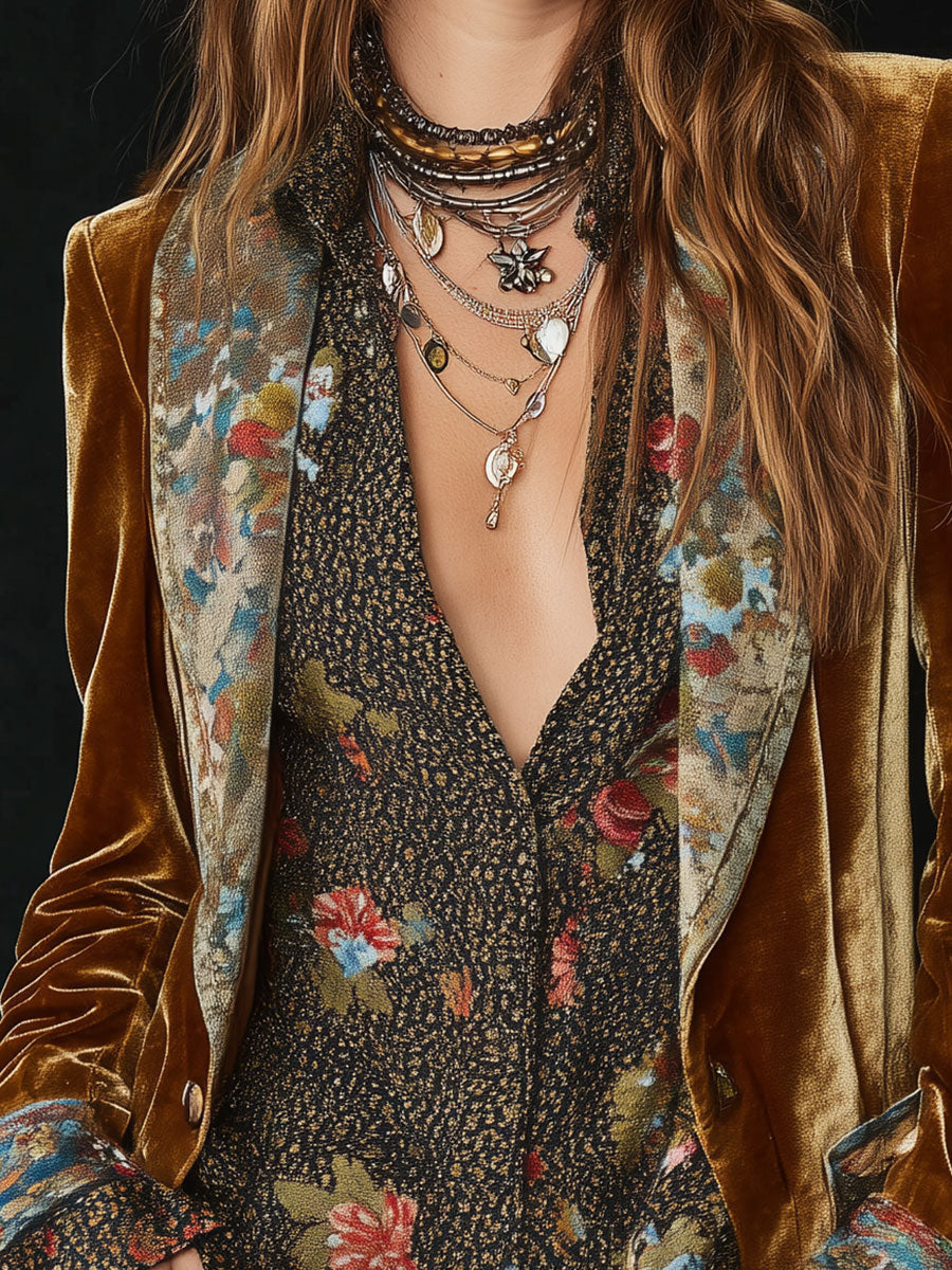 Blazer patchwork floral vintage Marcelline