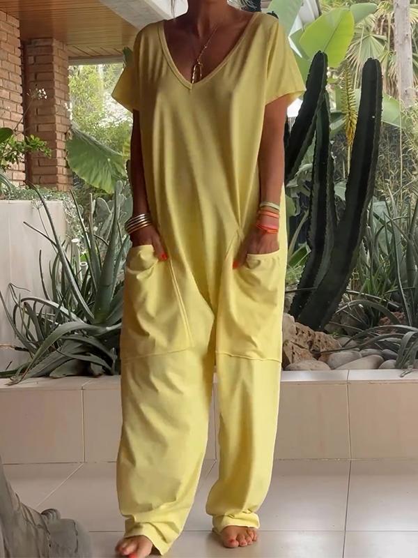 Mono casual liso con cuello en V