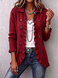Chaqueta de punto rojo rubí con volantes Dolores