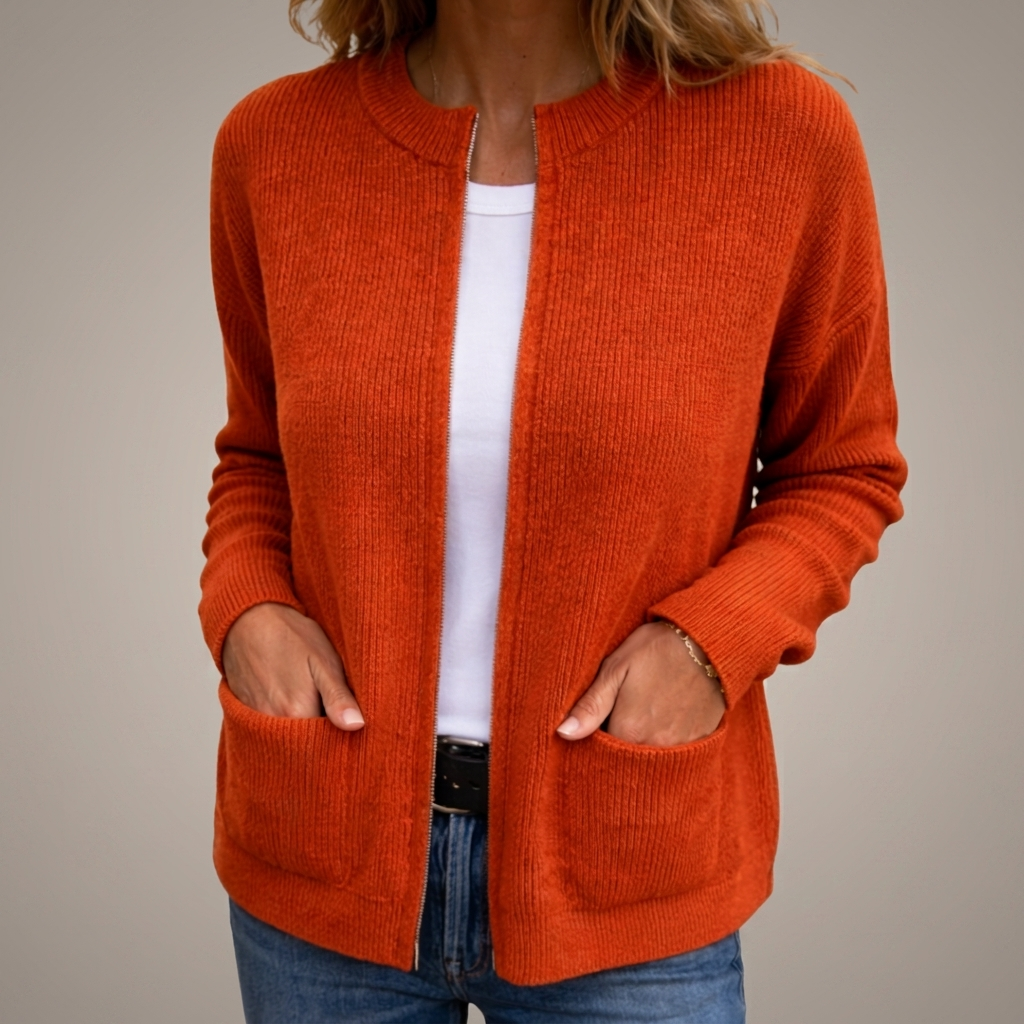 Chaqueta de punto con cremallera y bolsillos Colette