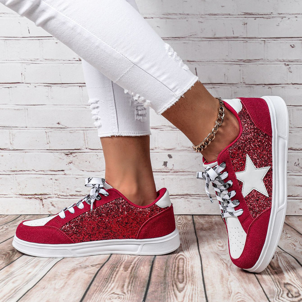 Zapatillas con plataforma y estrellas de purpurina