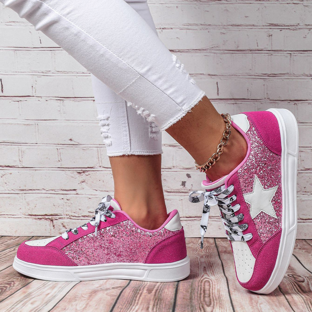 Zapatillas con plataforma y estrellas de purpurina